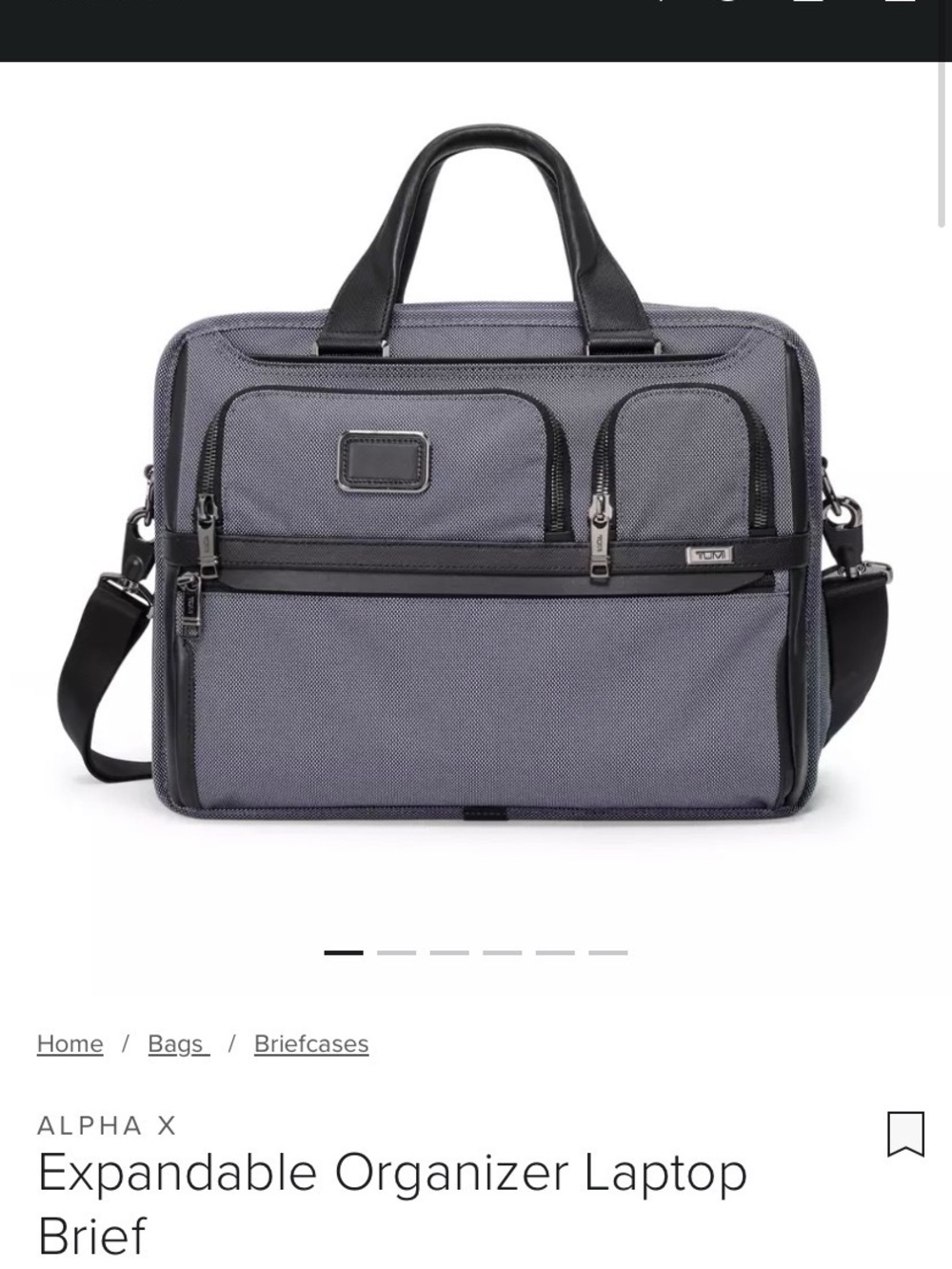Tumi Gray Alpha X Organizer Briefcase with Black Trim